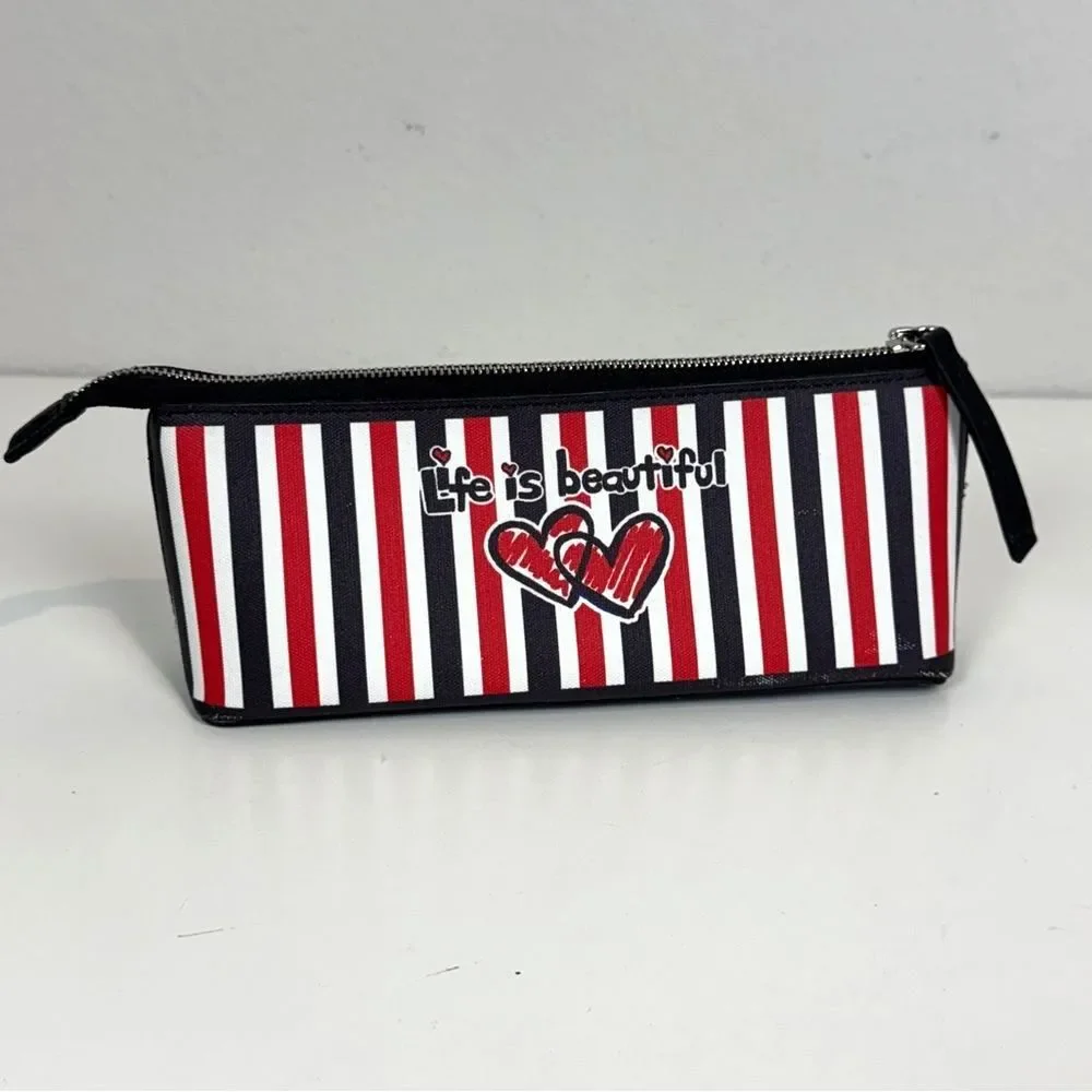 Brighton Life is Beautiful Striped Heart Cosmetics Pouch